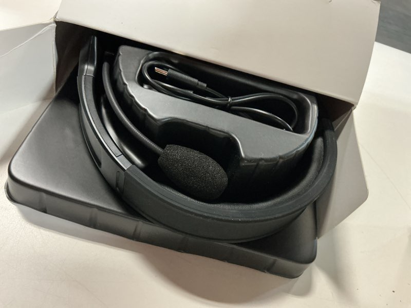 Condition photo showing Good Condition for trucker bluetooth headset, v5.2 wireless headset with upgraded microphone ai noise canceling, on ear bluetooth headphone with mute for driver office call center (black)