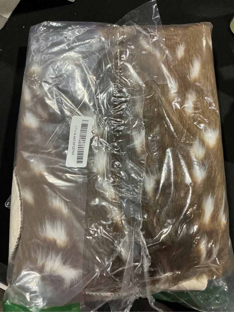 Condition photo showing Good Condition for Faux Deer Rug 3x3.6 Feet Sika Deer Hide Carpet Animal Printed Rug Cow Hides and Skins Faux Cowhide C