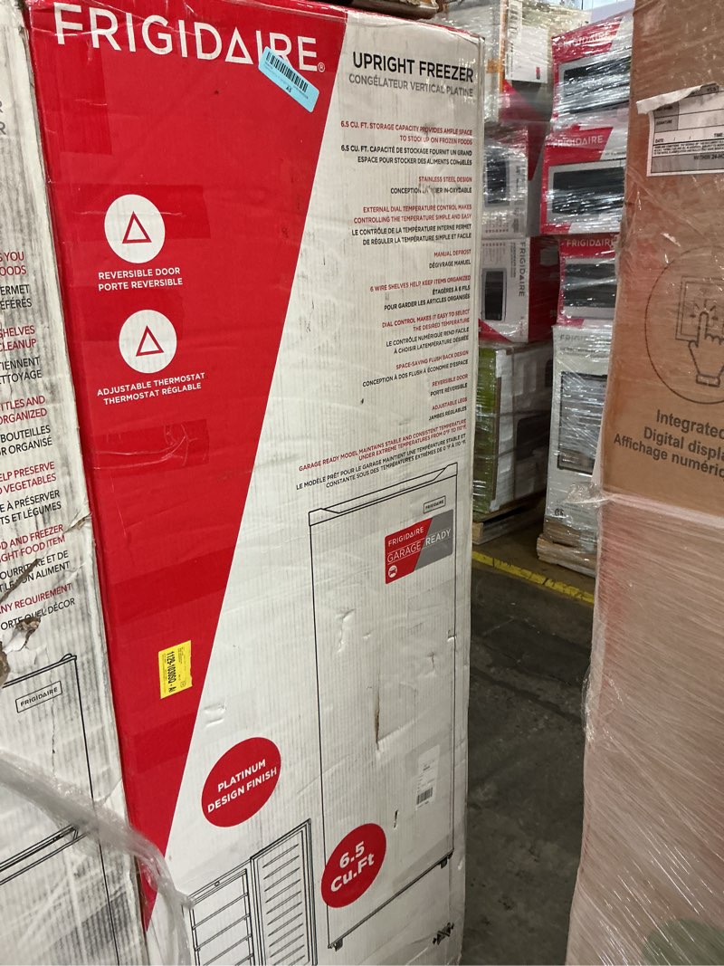 Condition photo showing As Is for Frigidaire 6.5 Cu. ft. Upright Freezer  Platinum