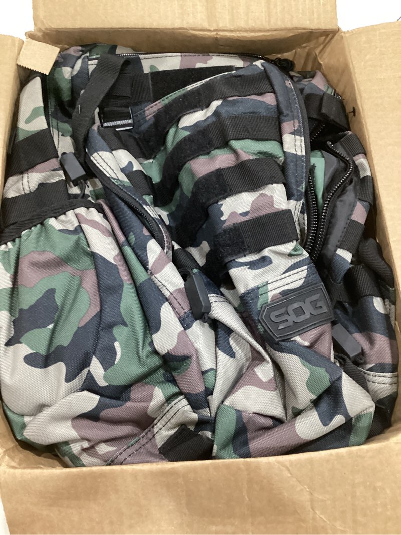 Condition photo showing Good Condition for sog tactical backpack, woodland camo, one size