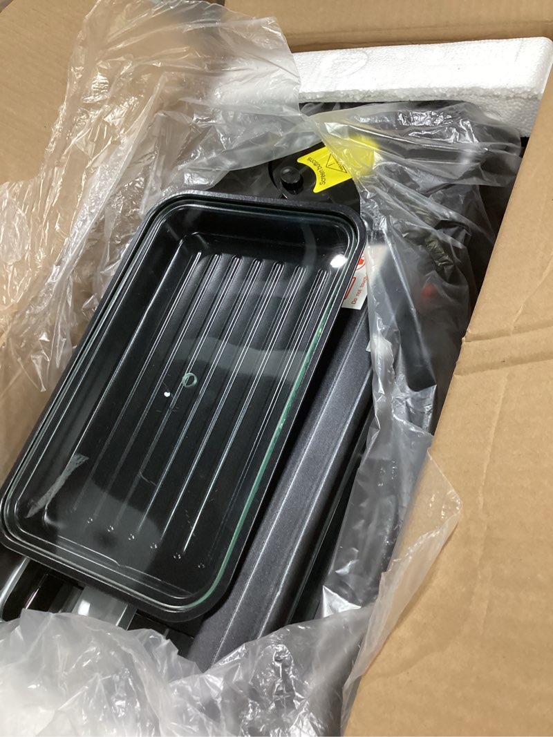 Condition photo showing As Is for in-1 Breakfast Station, Includes Coffee Maker, Non-Stick Griddle, and 4-Slice Toaster Oven, for Bread Egg Sandwich Bacon Sausages,Black