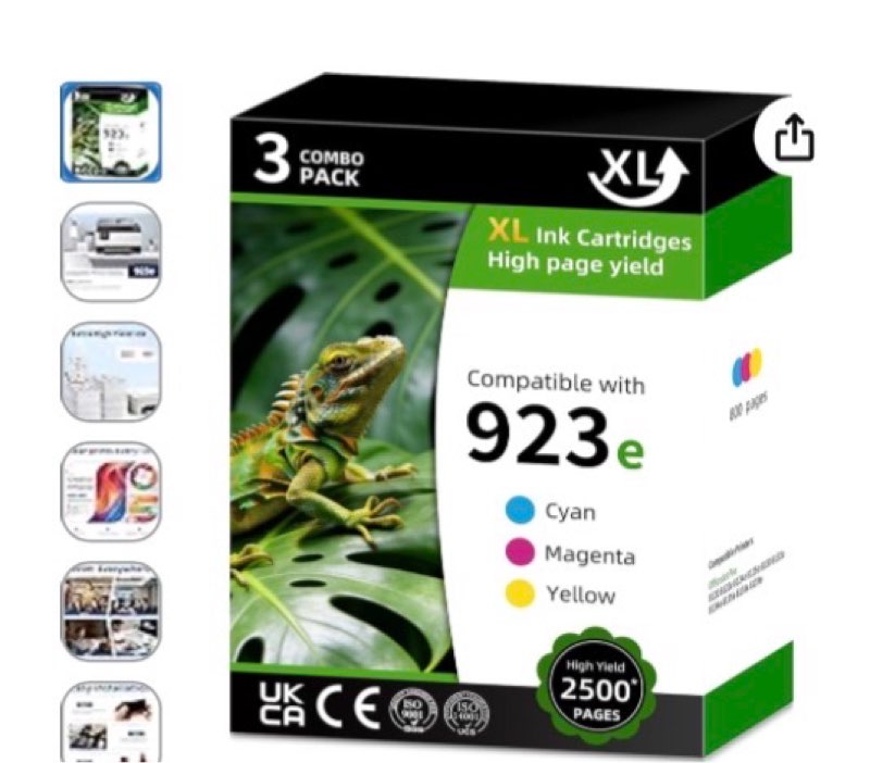 923XL Ink Cartridges Black 2 Pack for HP 923e 923 XL Printers 8130e 8139e Compatible for HP923XL HP9