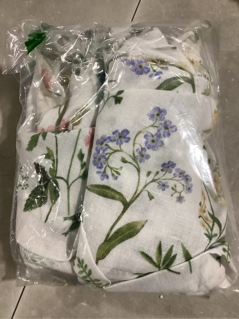 Condition photo showing As Is for Lazzzy 90 inch Long Curtain for Bedroom Green Floral Linen Drapes for Living Room Farmhouse Country 
