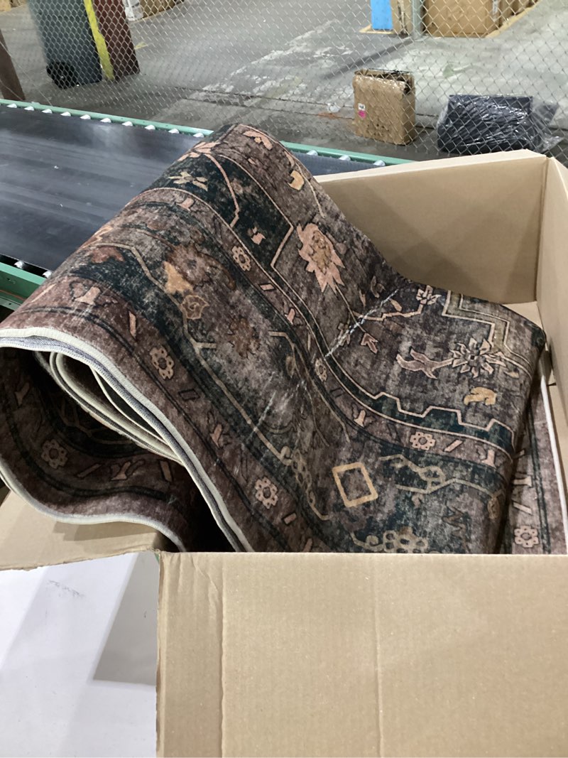 Condition photo showing Good Condition for area rug large - green with multi-color floral pattern