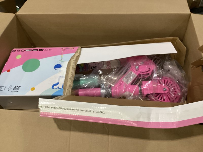 Condition photo showing Good Condition for beleev v2 scooters for kids with light-up wheels & stem & deck, 2 wheel folding scooter for girls boys, 3 adjustable height, non-slip pattern deck, lightweight kick scooter for children ages 3-12 pink
