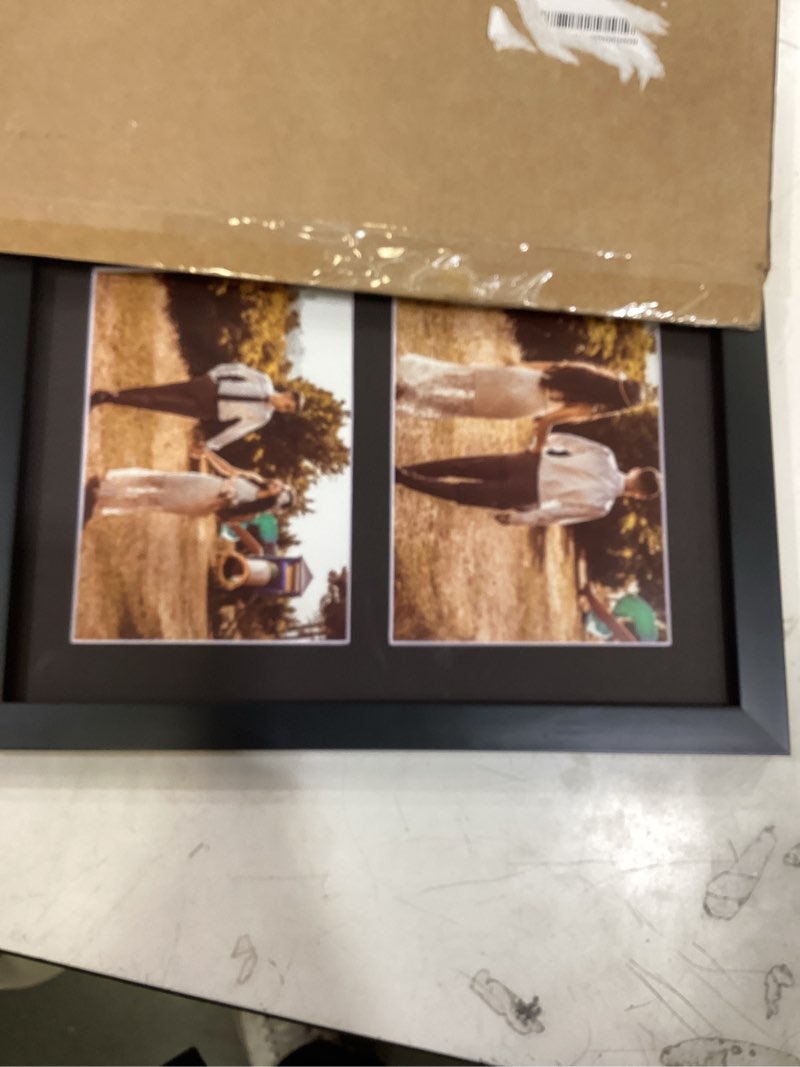 Condition photo showing Good Condition for golden state art, 12x17 black wood picture frame - black mat for 8x10 and 5x7 photos - real glass, sawtooth hanger, swivel tabs - wall mounting - great for posters, weddings and engagements 1 8x10 and 2 5x7 black&black mat-1p