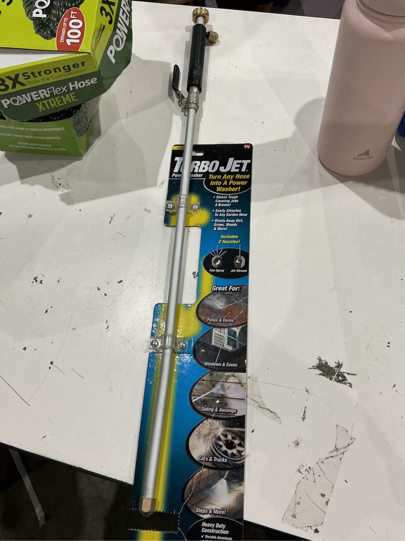 Condition photo showing Good Condition for turbo jet rear trigger adjustable spray garden hose nozzle - turn your hose into a power washer - easy attachment - 2 patterns