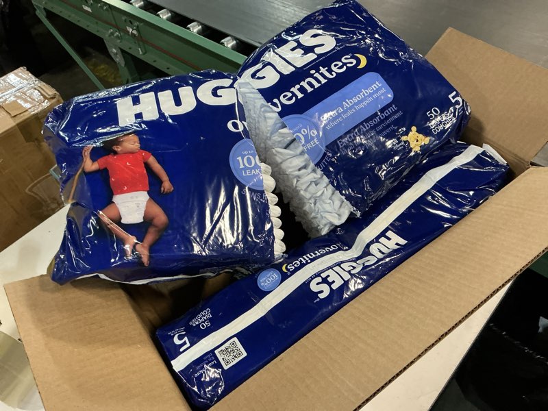 Condition photo showing As Is for huggies size 6 overnites baby diapers: overnight diapers, size 6 (35+ lbs), 84 ct (2 packs of 42), packaging may vary size 6 84