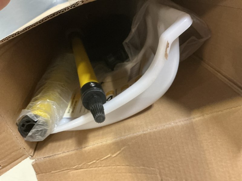 Condition photo showing Good Condition for Snow Pusher: Snow Plow Shovel with Ergonomic Dual D-Handles & 22'' UHMW Blade - Lightweight Manual Snow Shovel for Car, Driveway, Sidewalk & Patio (Bright Yellow) Bright Yellow 58 IN