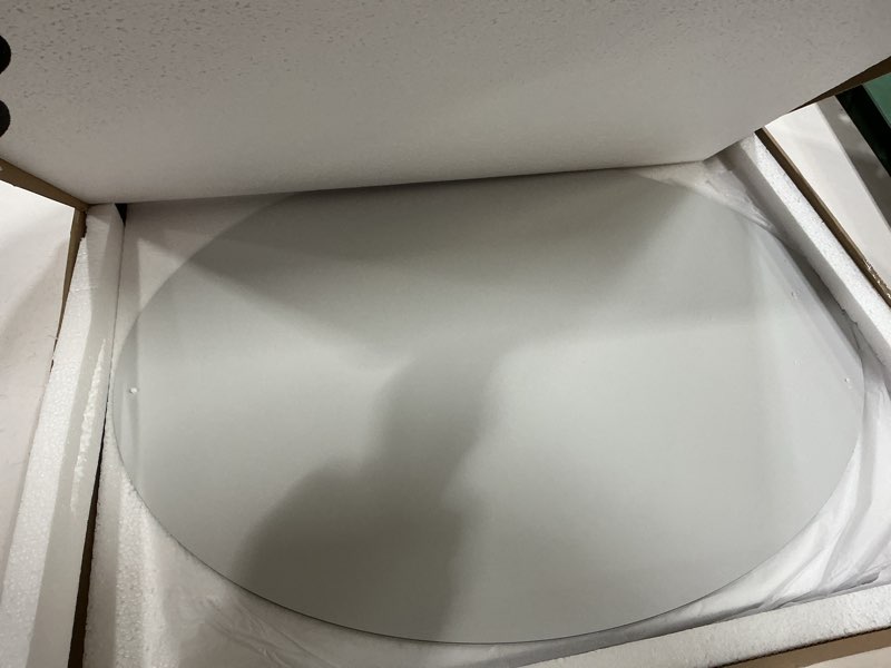 Condition photo showing New/Like New for 16 x 20 Glass Oval Bathroom Mirror for Over Sink, Frameless Small Oval Wall Mirror for Bathroom, Vanity, Bedroom, Living Room, Entryway, Home Wall Decor, 2-Sided Adhesive Tapes Include 15.7"L x 19.7"W