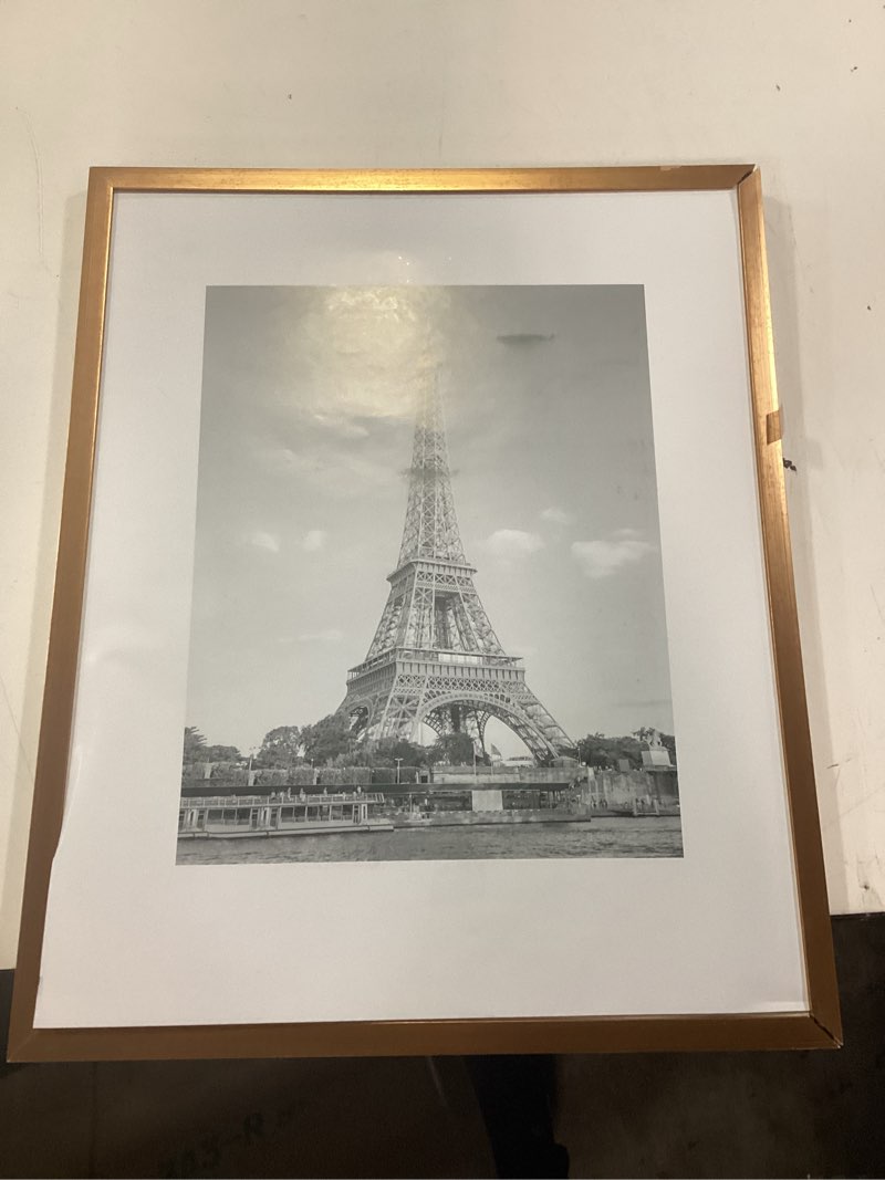 Condition photo showing As Is for upsimples 16x20 picture frame, display pictures 11x14 with mat or 16 x 20 without, wall hanging poster frame, bronze, 1 pack bronze 16x20