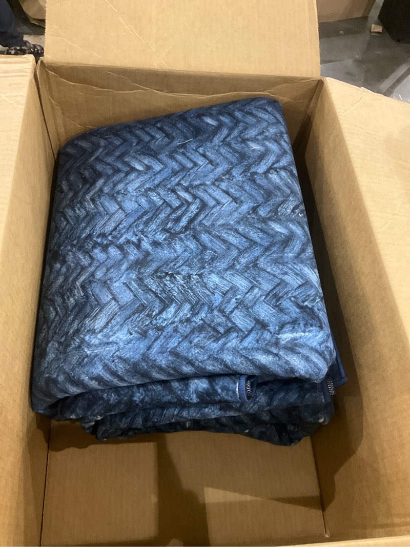 eleisa modern vintage 8x10 herringbone chevron area rug for living room, blue, non-slip stain resist