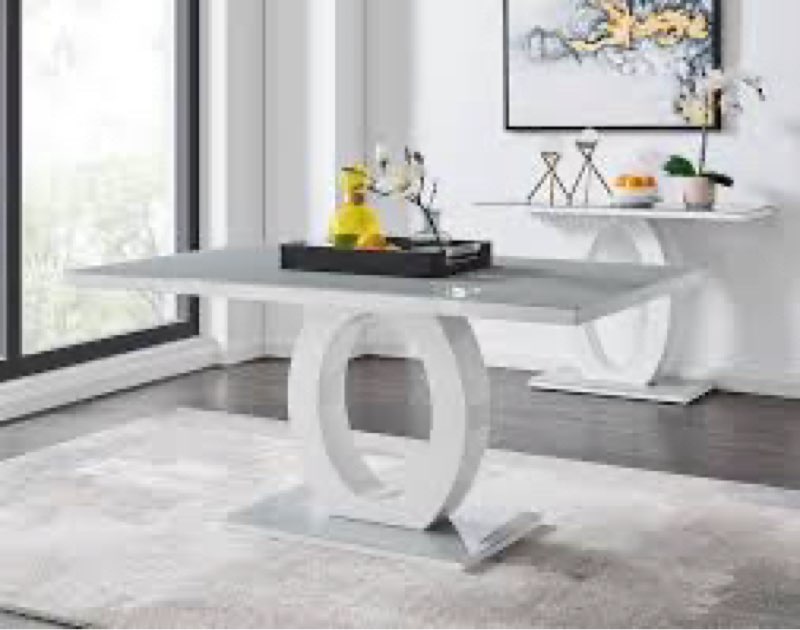 GIOVANI White Gloss Grey Glass Dining Table(incomplete box 1 of 3 ) 