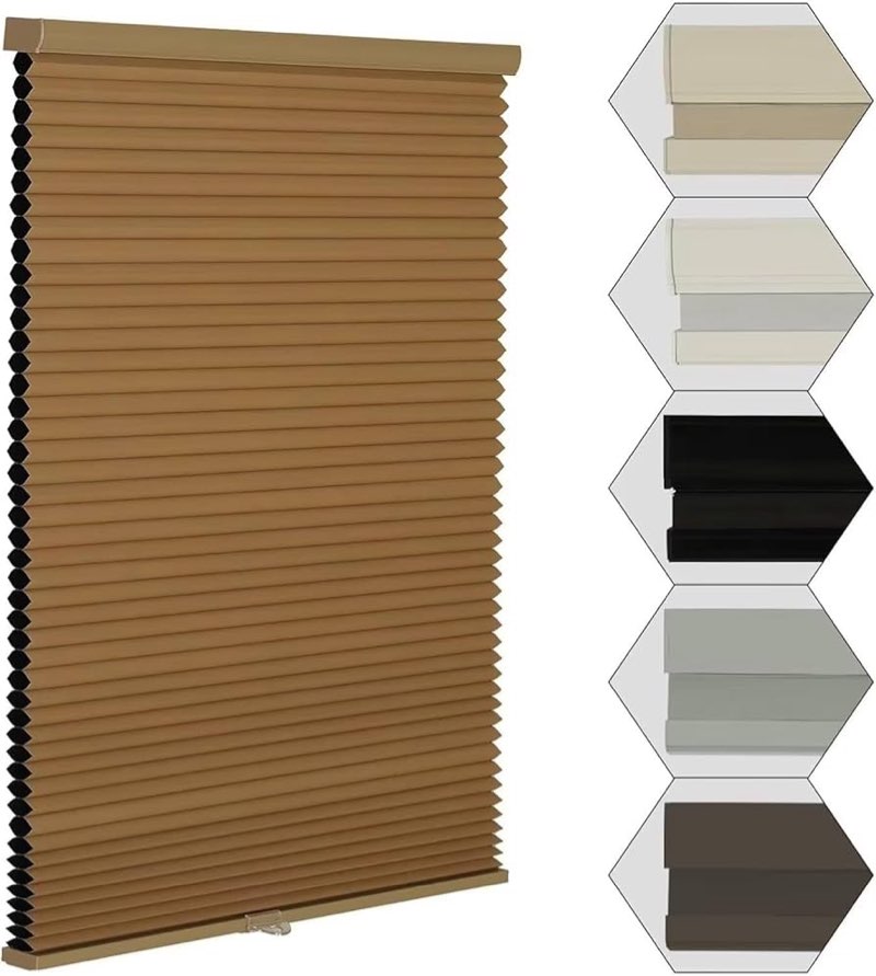 MYshade Blackout Cordless Ceide, H64 Pleated Shade Light Brown