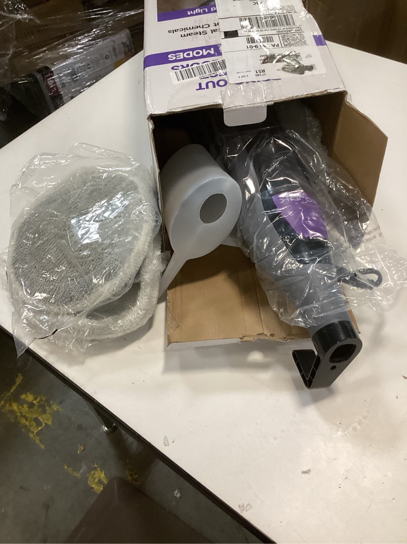 Condition photo showing As Is for Scrub & Steam Mop with Rotating Mop Pads, LED Headlights, 6 Scrub Pads, Large Tank, Swivel Steering, Effortless Scrubbing Hard Floor Cleaner Upgraded Black