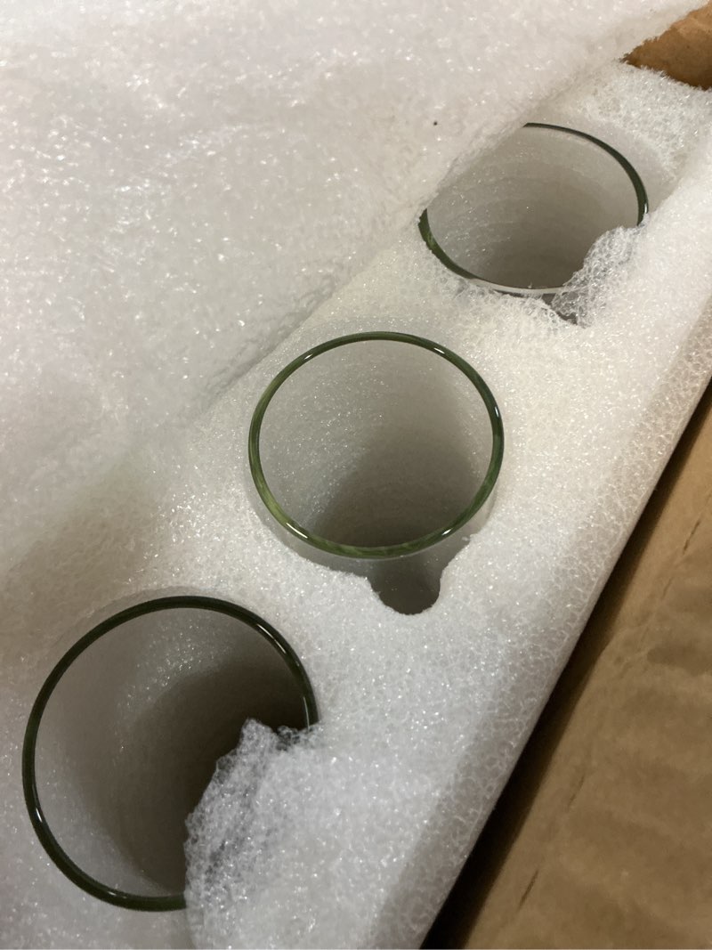 Condition photo showing New/Like New for showgeous 18 pcs hurricane candle holder, d:2" h:16" open ended glass candle cylinder sleeve, clear glass cylinder candle holder, open flame candle chimney tube cover, bottomless cylindrical glass 2" x 16"h 18