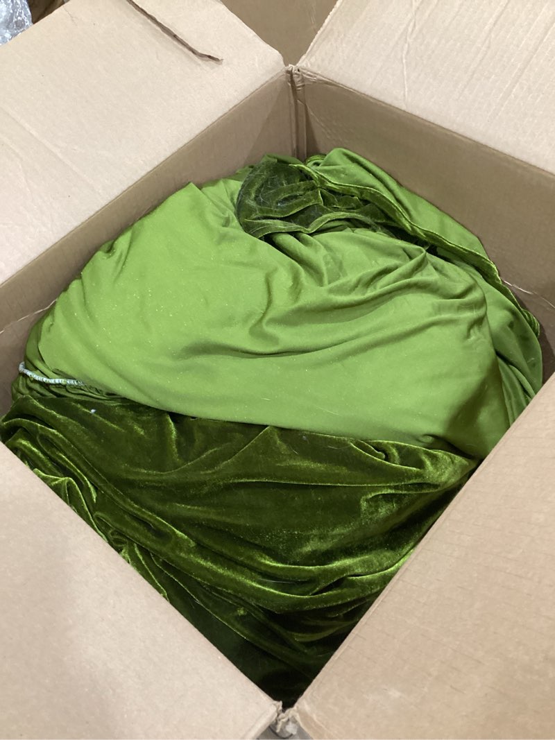 Condition photo showing As Is for GLORY SEASON Velvet Sofa Cover Soft Decorative Luxurious Solid Exquisite Ruffle Trim,Retro Farmhouse Vintage Sofa Slipcover Couch Cover for 2-3 Cushion Sofa for Living Room 1PC 71x134 Inch 71"x134" Olive Green