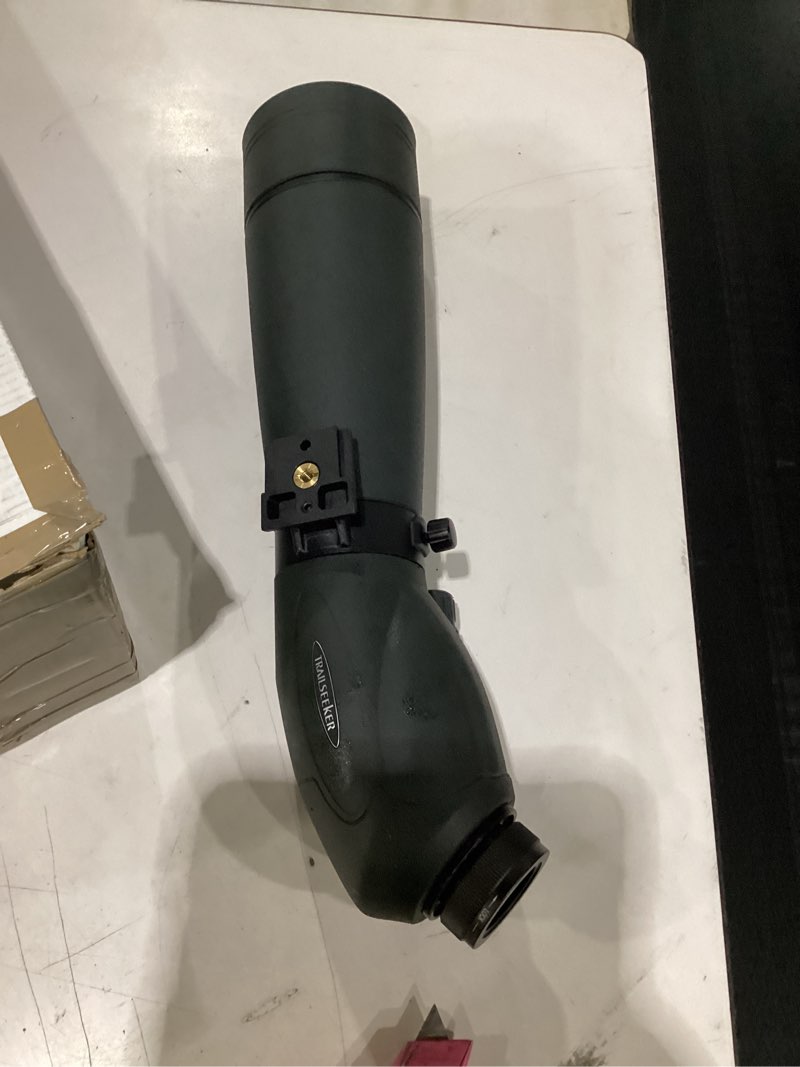 Condition photo showing As Is for missing partscelestron - trailseeker 80 spotting scope - 20-60x zoom eyepiece - bright, high-resolution viewing with fully multi-coated xlt optics - dual focus & rotating tripod mount - birding & wildlife trailseeker 80 - 45 degree