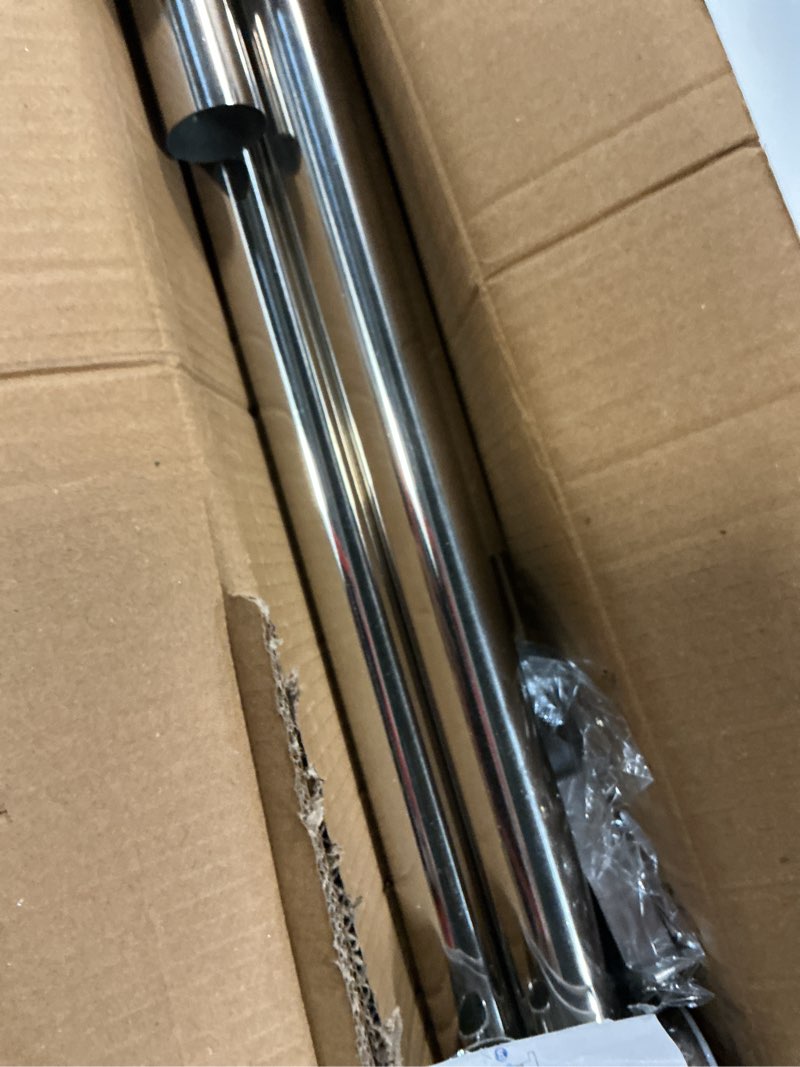 Condition photo showing As Is for aizesi 41-144 inch heavy duty silver tension curtain rod - no drilling, adjustable, rust-proof for outdoor, living room, bathroom silver 41" to 144"