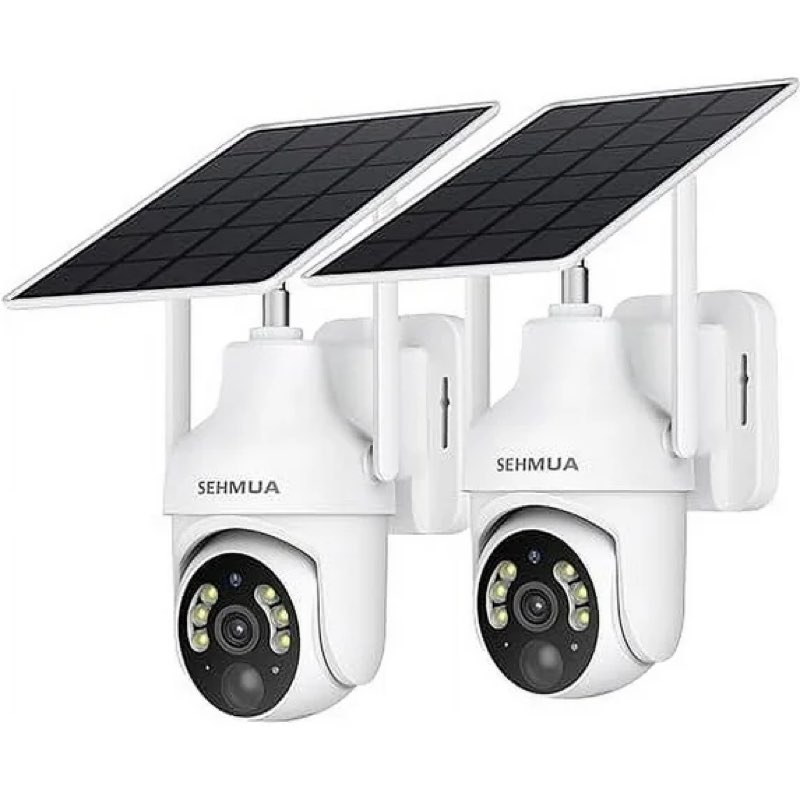 sehmua 2k solar security cameras wireless 2 pack 360° view rbx-s73 - white