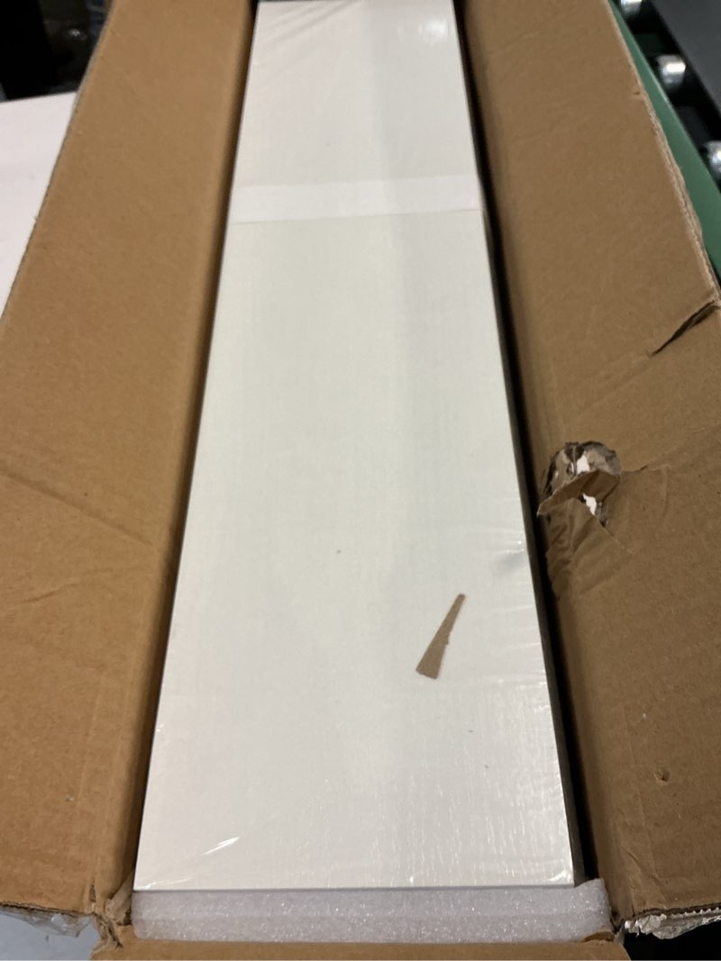 Condition photo showing New/Like New for upsimples Floating Shelves for Wall, 23.6 Inch Shelves for Decor Storage Set of 6, Wall Mounted Wood Shelf for Bedroom, Living Room, Bathroom, Kitchen, Long Picture Ledge Shelves, White White 23.6in