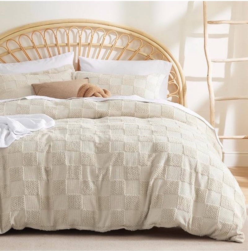 bedsure boho kids duvet cover?duvet insert/comforter not included - checkered duvet cover for all seasons,soft shabby chic boho bedding