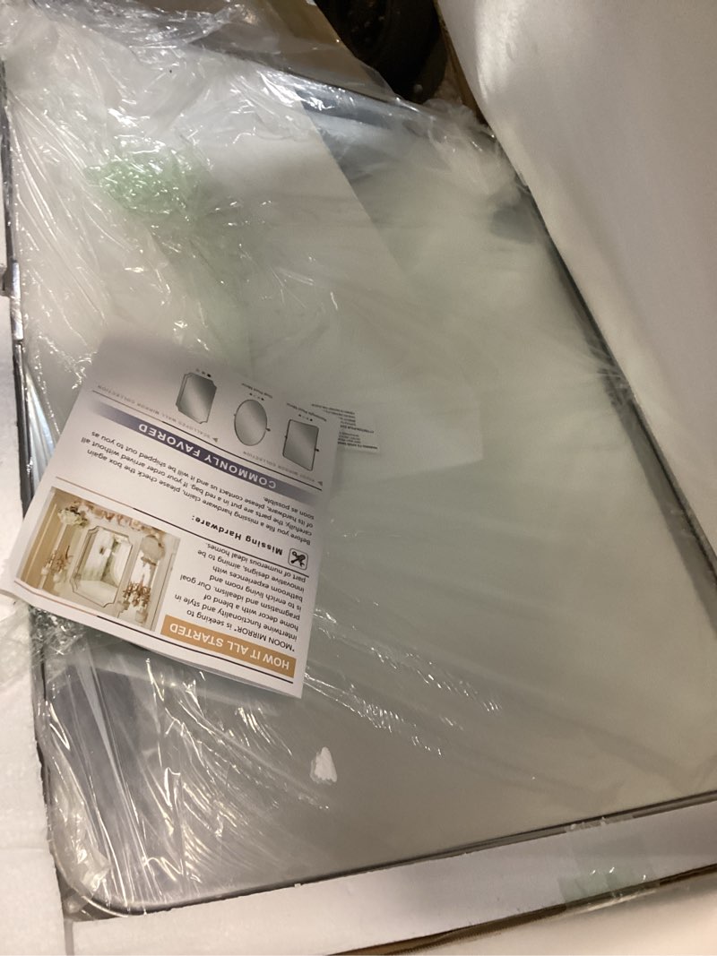 Condition photo showing Good Condition for MOON MIRROR Polished Chrome Pivot Mirror for Bathroom, Tilt Bathroom Rounded Rectangle, Overall 28.33 x 32 in (Mirror 24x 32 in) Chrome 32"L x 24"W