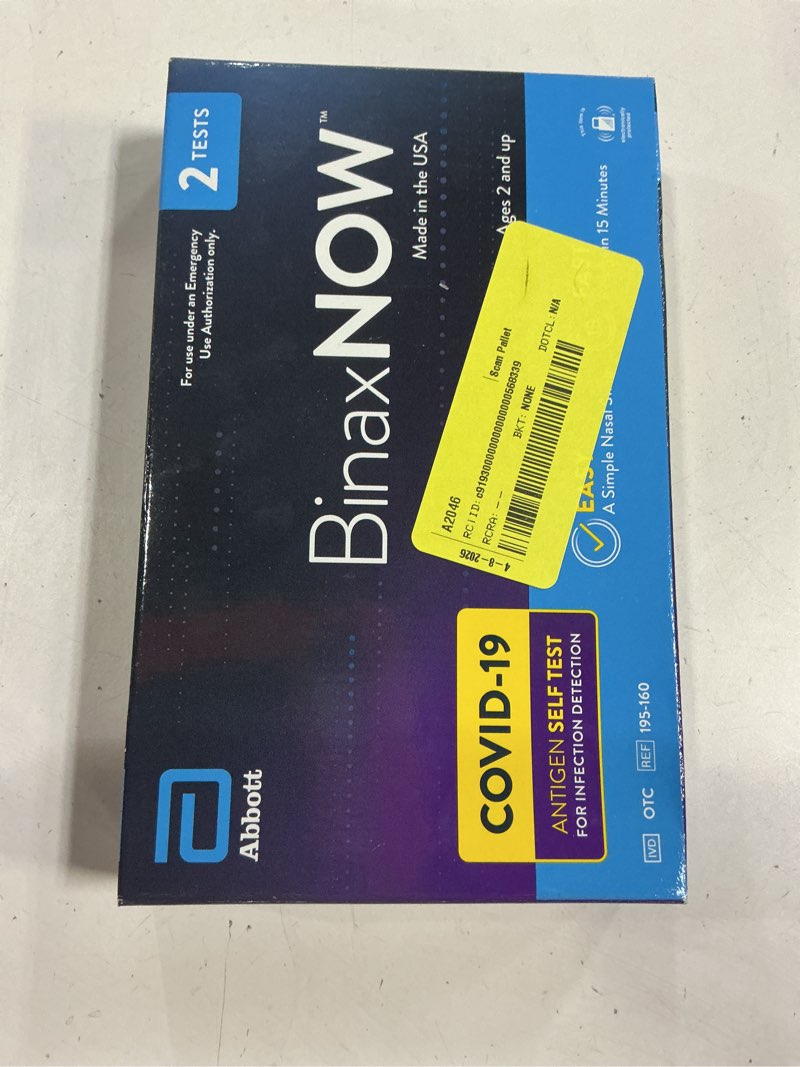 Condition photo showing New/Like New for (exp 06/13/26) binaxnow covid?19 antigen self test  1 pack  double  2-count  at home covid-19 test  2 tests