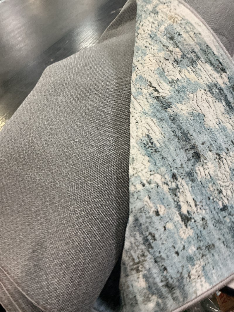 Condition photo showing Good Condition for 6x9 Area Rug Living Room Rugs - Washable Rug Large Modern Abstract Soft Thin Carpets Indoor Floor No Slip Vintage Carpet for Bedroom Under Dining Table Nursery Home Office Decor Blue 6' x 9' (Rectangular) Blue