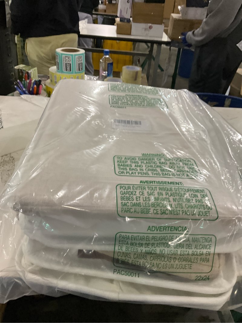 Condition photo showing New/Like New for DULLEMELO Large Storage Baskets for Organizing, Canvas Storage Bins Big Baskets With Handles for Shelf Clothes Empty Gift Basket (White&Khaki) White&Khaki Upgrated/3P-17"x12"x15"