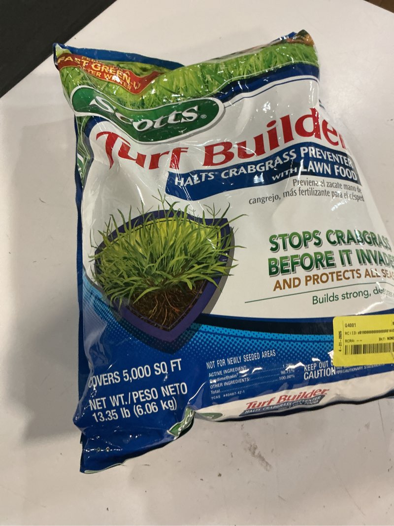 Condition photo showing New/Like New for scotts turf builder halts crabgrass preventer lawn food for multiple grass types 5000 sq ft