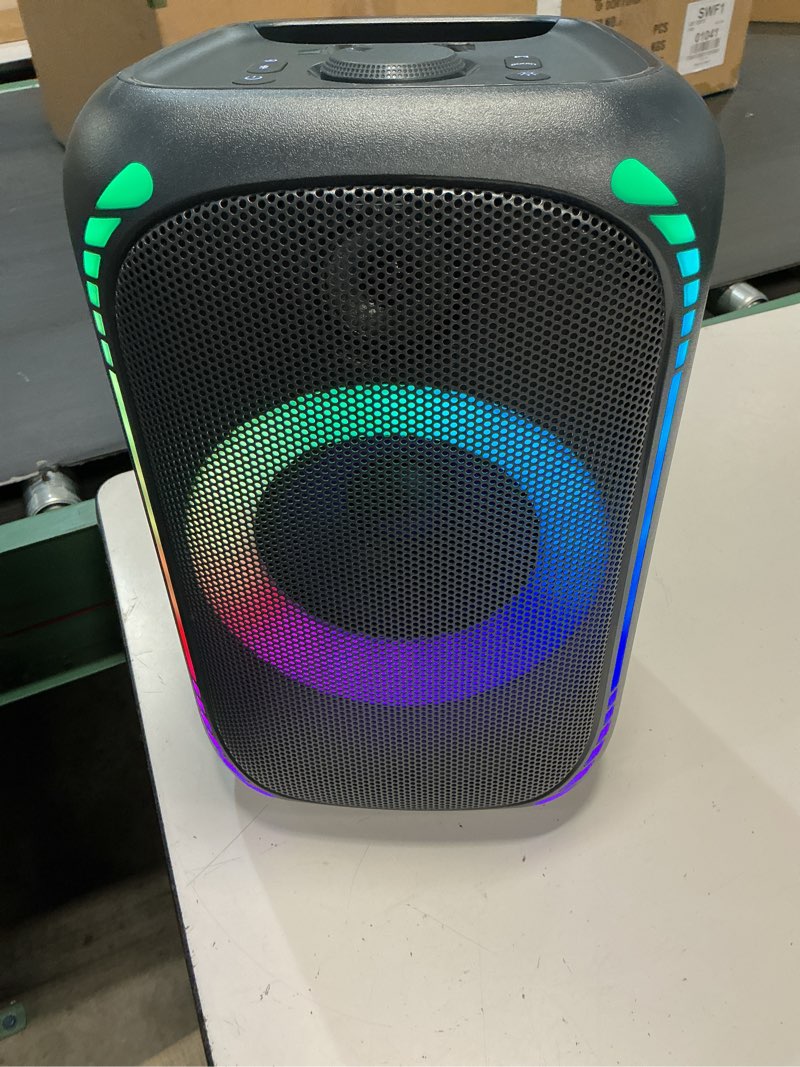 Condition photo showing Good Condition for bluetooth speaker with 2 wireless microphones - big party speaker for adults kids karaoke with lights - portable rechargeable floorstanding speakers support tws/aux/usb/tf card for home party gift