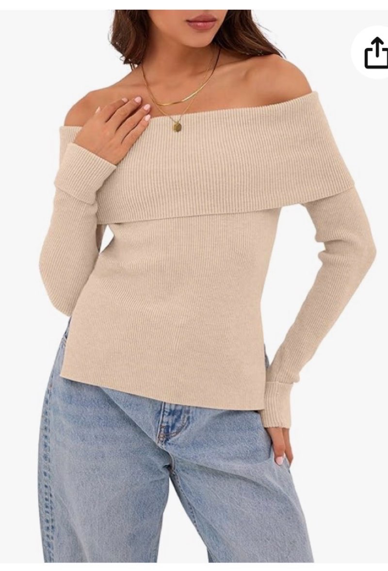 ZAFUL Womens Off The Shoulder Pullover Sweater Long Sleeve Fall Ribbed Knit Tops Sexy Y2K Outfits