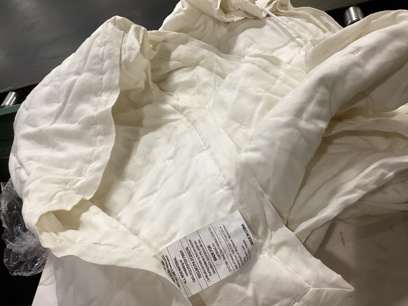Condition photo showing As Is for (king, color ivory)european linen dream quilt set(quince)