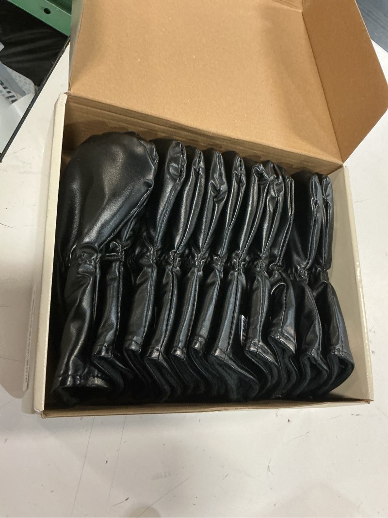 Condition photo showing Good Condition for golf iron covers set us flag leather for irons value 11 pack, long neck protector number headcover, universal head cover fit main iron clubs for men women golfer black-usa flag