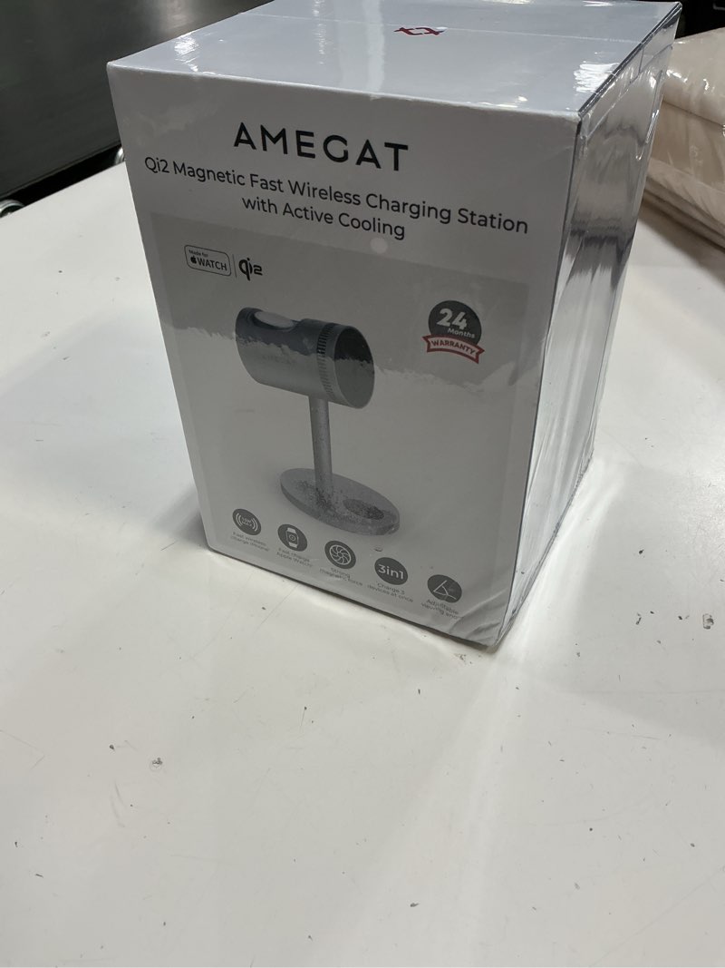 Condition photo showing New/Like New for 3 in 1 charging station compatible with magsafe, cooling wireless charger 15w qi2 certified for iphone 17/16/15/14/13/12, samsung s25, apple watch, airpods (45w pd charger included)