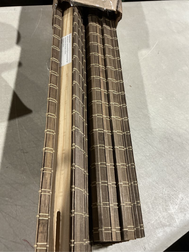 Condition photo showing As Is for lazblinds cordless bamboo roman shades, privacy blinds for interior windows, room darkening roll up bamboo blinds for home & patio, 