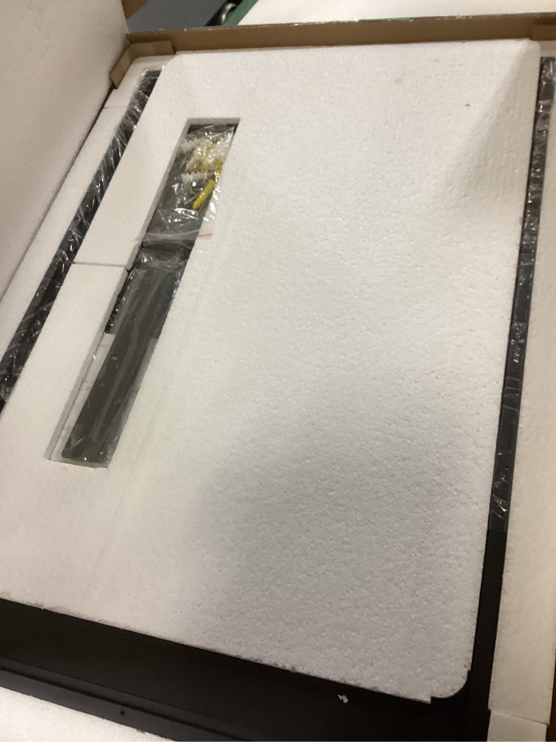 Condition photo showing New/Like New for VocalStar Black Metal Framed Bathroom Mirror for Wall, 18 x 26 Inch Square Corner Rectangle Black Bathroom Vanity Mirror Modern Farmhouse, 1/4-inch Shatterproof Glass | Ultra-Flush Hanging Black 26"L x 18"W