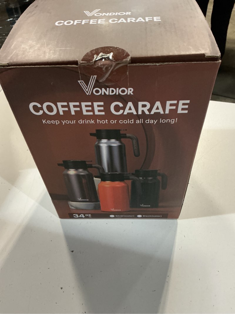 Condition photo showing New/Like New for vondior coffee carafe 35oz/1.0l - 24hours coffee thermal- insulated 304 stainless steel hot beverage dispenser - thermal coffee carafes for keeping hot/cold coffee, drink dispenser for parties 35 ounces 1 pack