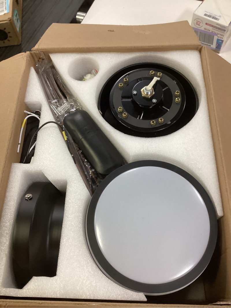 Condition photo showing New/Like New for Ceiling Fans with Lights and Remote Control, 41 inch Low Profile Flush Mount Ceiling Fan, 3 CCT LED Dimmable Lights 5 Reversible Plastic Blades 6 Speeds for Bedroom Living Room, Black Black 41 INCH