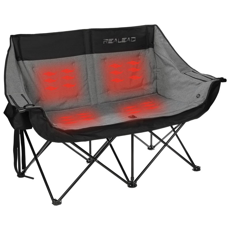 (Similar to stock photo) Heated Double Camping Chair - Heated Loveseat Chair for 2 Person Heavy Duty Oversized Padded Camping