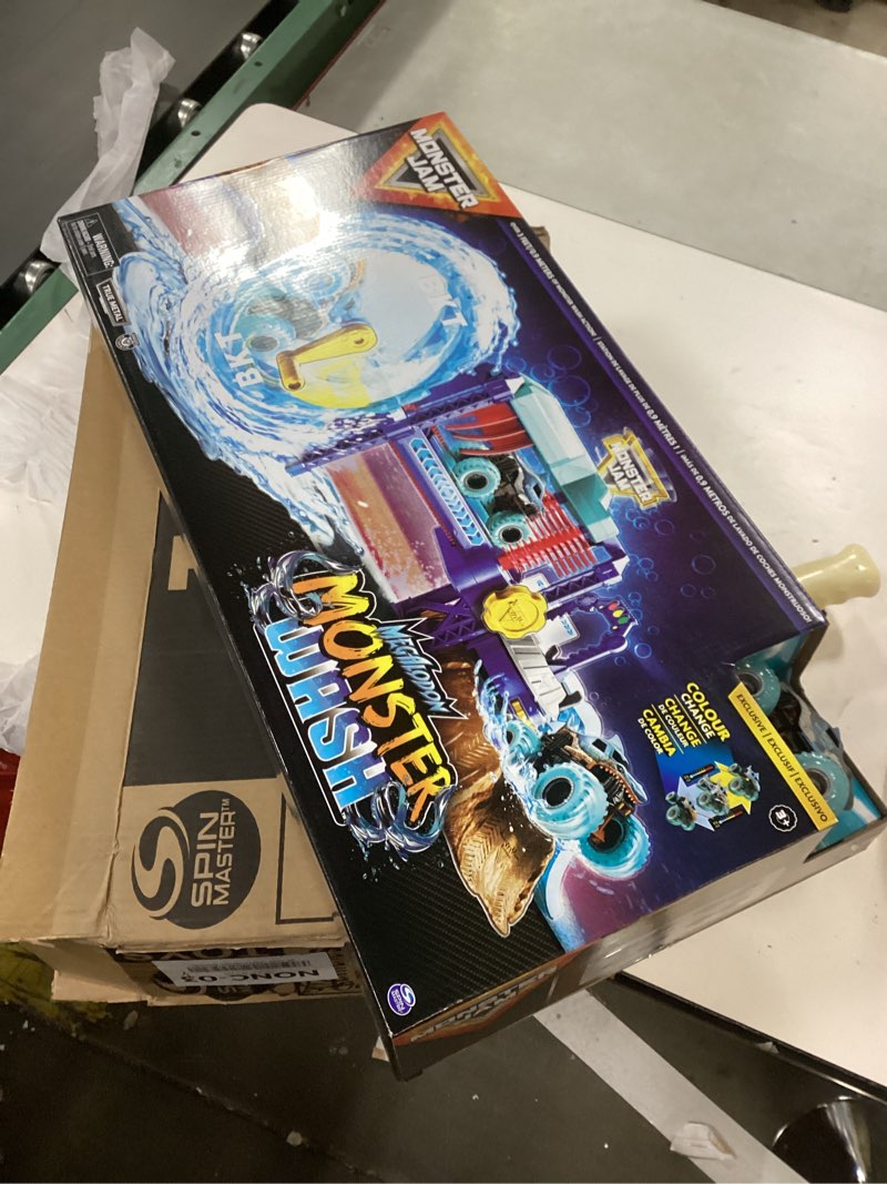 Condition photo showing New/Like New for Monster Jam, Megalodon Monster Wash, Includes Color-Changing Truck, Interactive Water Play Kids Toys