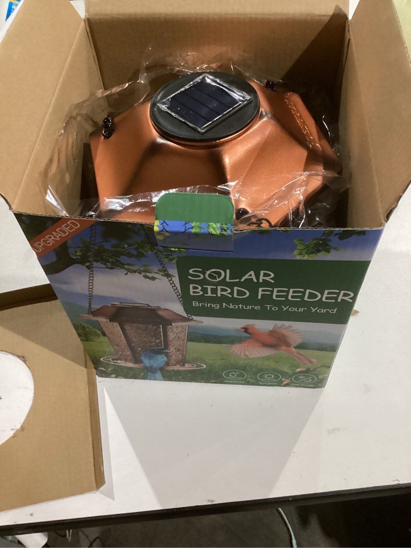 Condition photo showing New/Like New for Solar Bird Feeders for Outdoors Hanging - Premium Grade Metal Bird Feeder, Chew-Proof, Weather and Water Resistant Wild Bird feeders, Outside and Garden Decoration-New