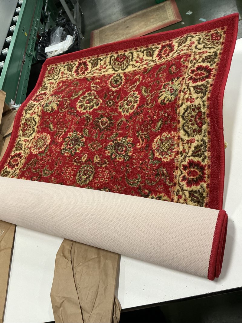 Condition photo showing As Is for Washable Rugs, 3 x 4ft Boho Area Rug Non-Slip Washable Entry Throw, Bohemian Indoor Low-Pile Floral Carpet Front Door Mat for Entryway Bedroom Kitchen Bathroom Dining Table 3 x 4ft / 36 x 48in / 90 x 120cm Color 11