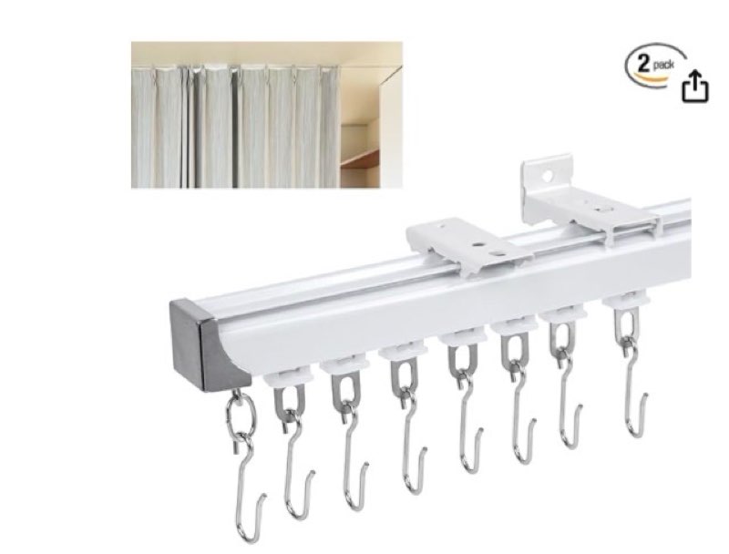 Ceiling Curtain Track 6ft/2 Meter - Adjustable Length, Aluminum, Ceiling or Wall Mounted, for Privac