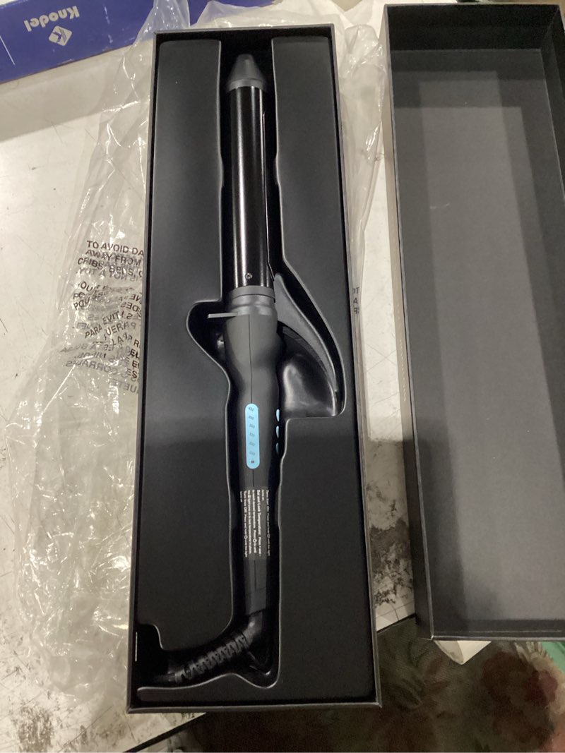 Condition photo showing Good Condition for bio ionic long barrel curling iron with moisture heat technology & nanoionic mx versatile curling wand - multiple barrel sizes for tight, classic, loose & soft curls 1.5 inch (soft curls) black