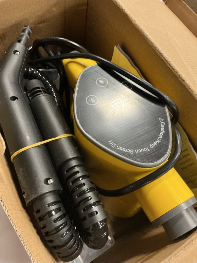 Condition photo showing Good Condition for steam cleaner, adjustable handheld steam cleaner for home, 10s fast heat-up & 450ml tank, multi-surface portable steamer for cleaning floor/grout/car/kitchen & bathroom yellow