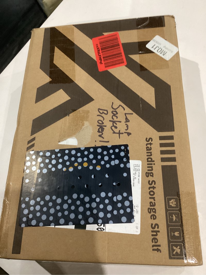 Condition photo showing As Is for addlon 5-Tier Floor Lamp with Shelves, Standing Lamp with 3 Color Temperature, Corner Display Nightstand Lamp for Living Room, Bedroom and Office (70'' H, Gold&White)