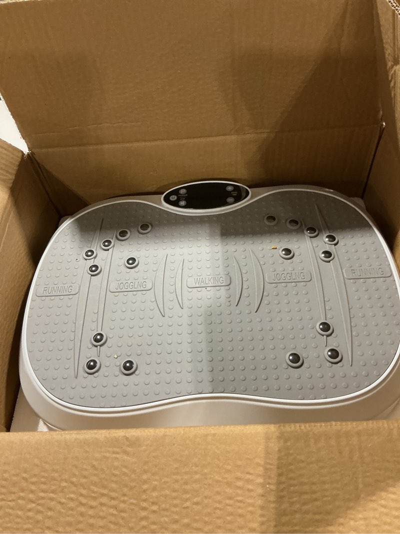 Condition photo showing Good Condition for vibration plate exercise machine for lymphatic drainage with 200 levels, whole body fitness workout equipment stand shake board sport gym for weight loss fat burner for women men white