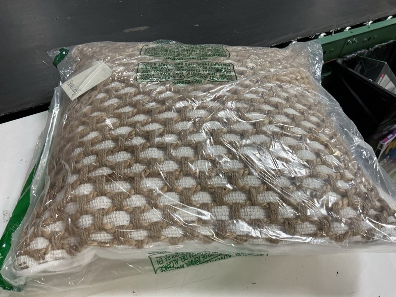 Condition photo showing New/Like New for boho living jada decorative throw, includes accent, premium woven design, living room décor, (1) 20" x 20" pillow cover with insert, white white (1) 20" x 20" pillow cover with insert
